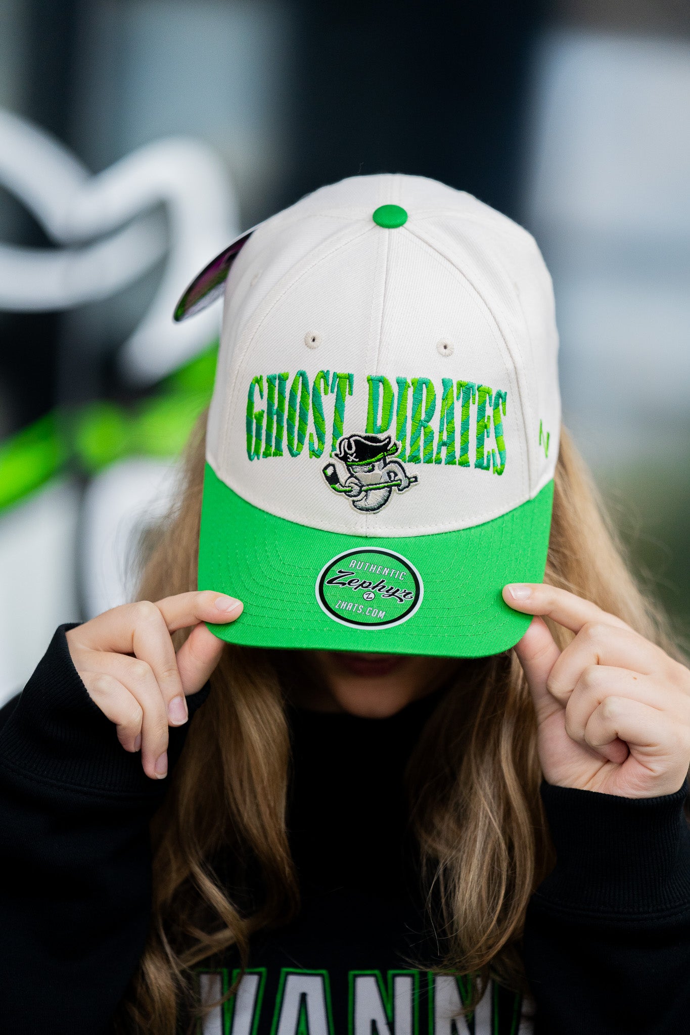 Savannah Ghost Pirates Z310 Ivory/Nuc Green Top Billing 3D Hat
