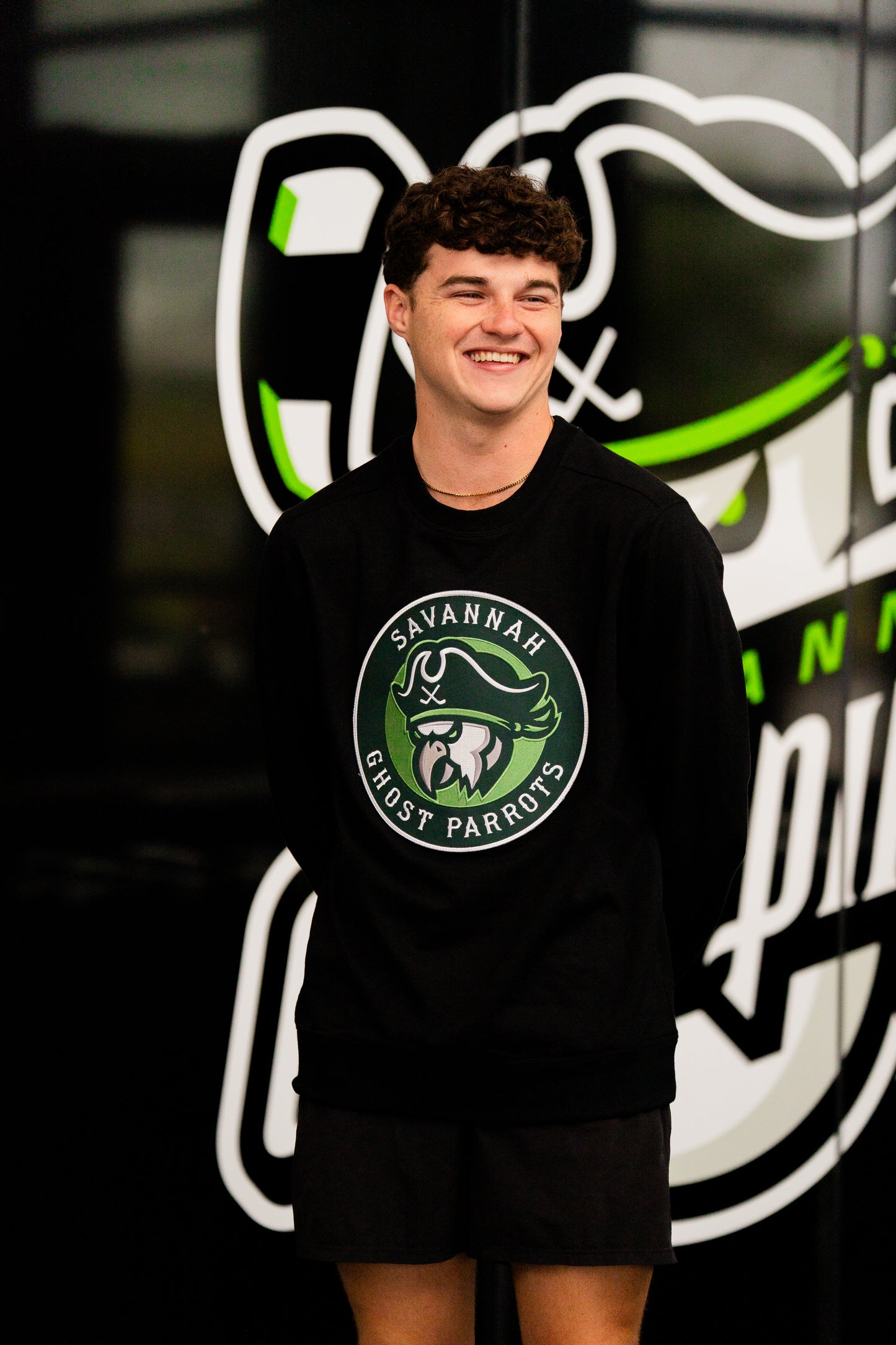 Savannah Ghost Parrots Black Crest Crewneck