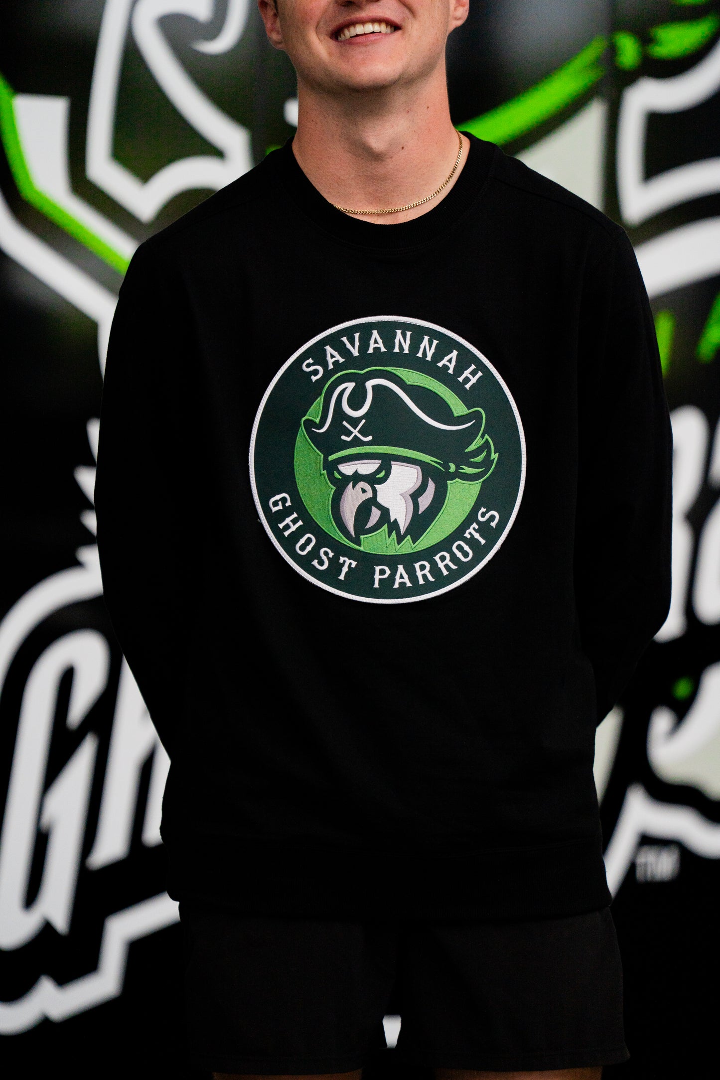 Savannah Ghost Parrots Black Crest Crewneck