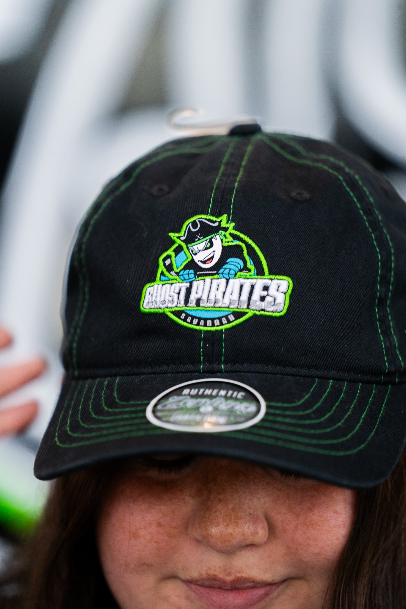 Savannah Ghost Pirates Retro Black w/ Green Contrast Stitching Hat