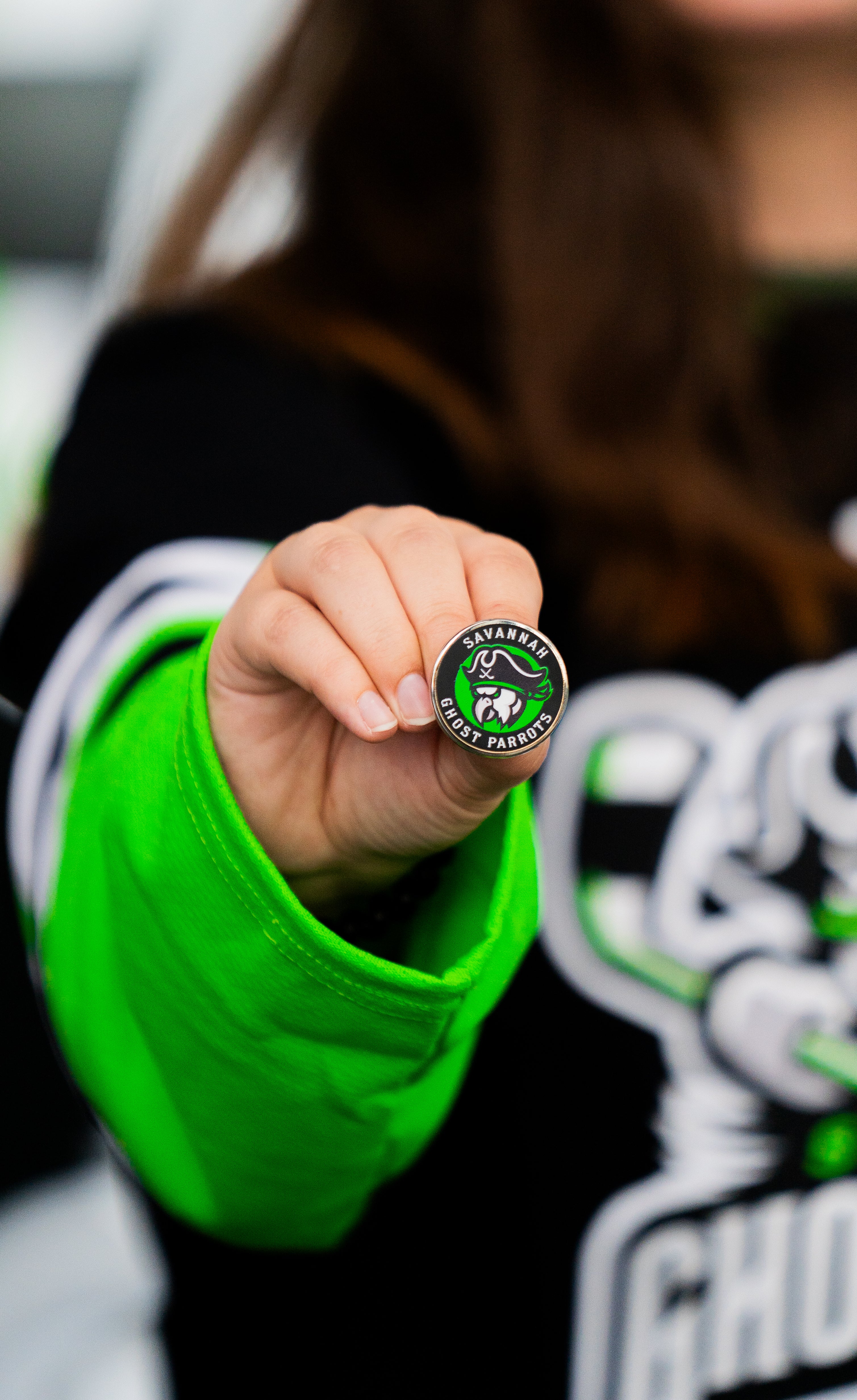 Savannah Ghost Pirates 1.25" Ghost Parrot Hard Enamel Lapel Pin