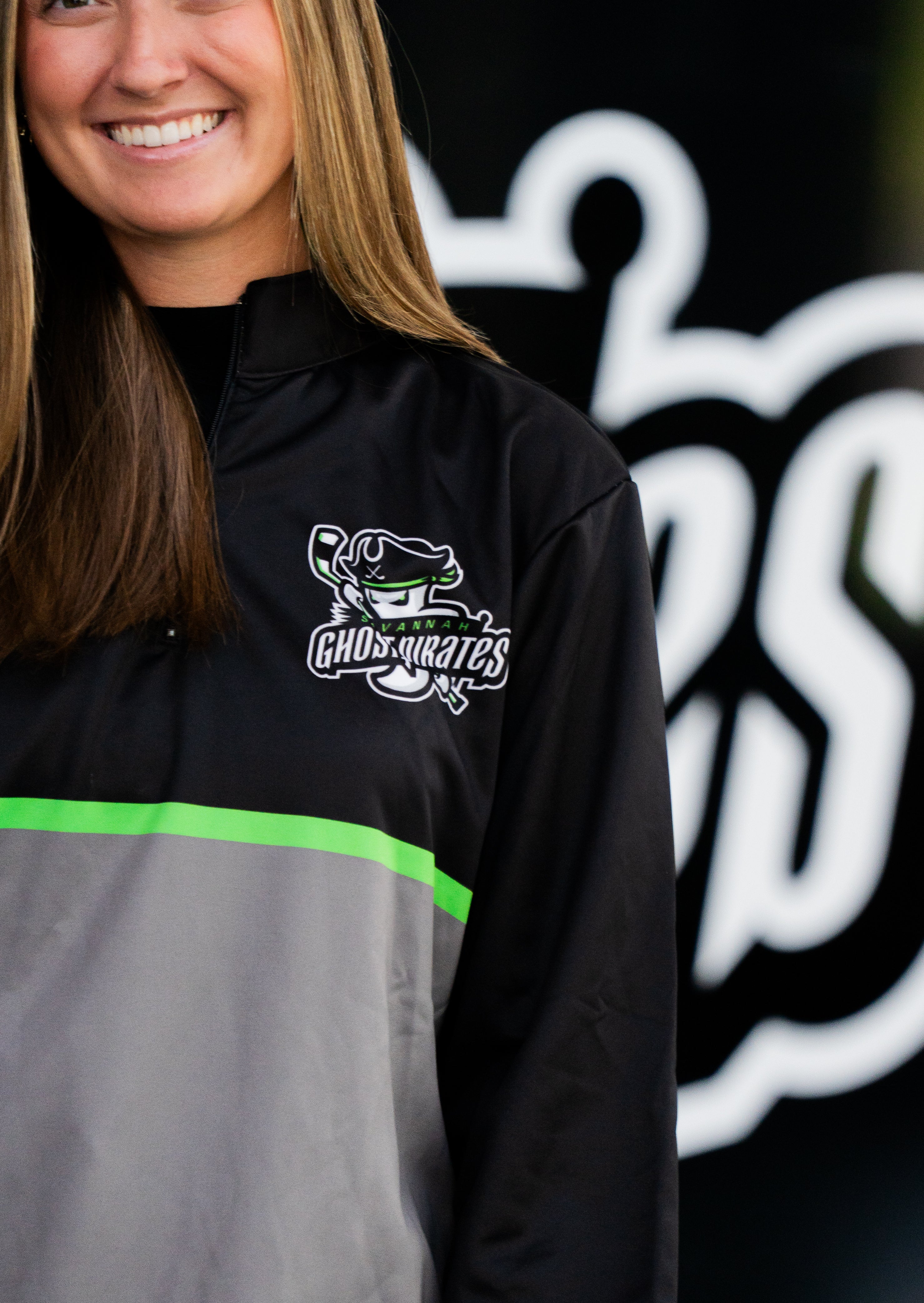 Savannah Ghost Pirates Athletic Knit Green/Black Quarter-Zip