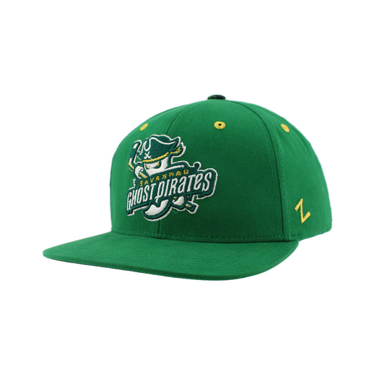 Savannah Ghost Pirates St. Pats All Green w/ Under Brim Print Snapback