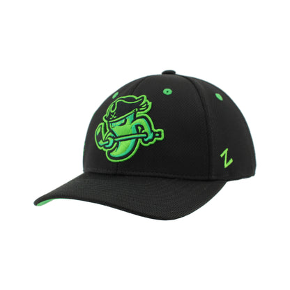 Savannah Ghost Pirates Black/Nuc Green Eyelets Mrcnry Hat
