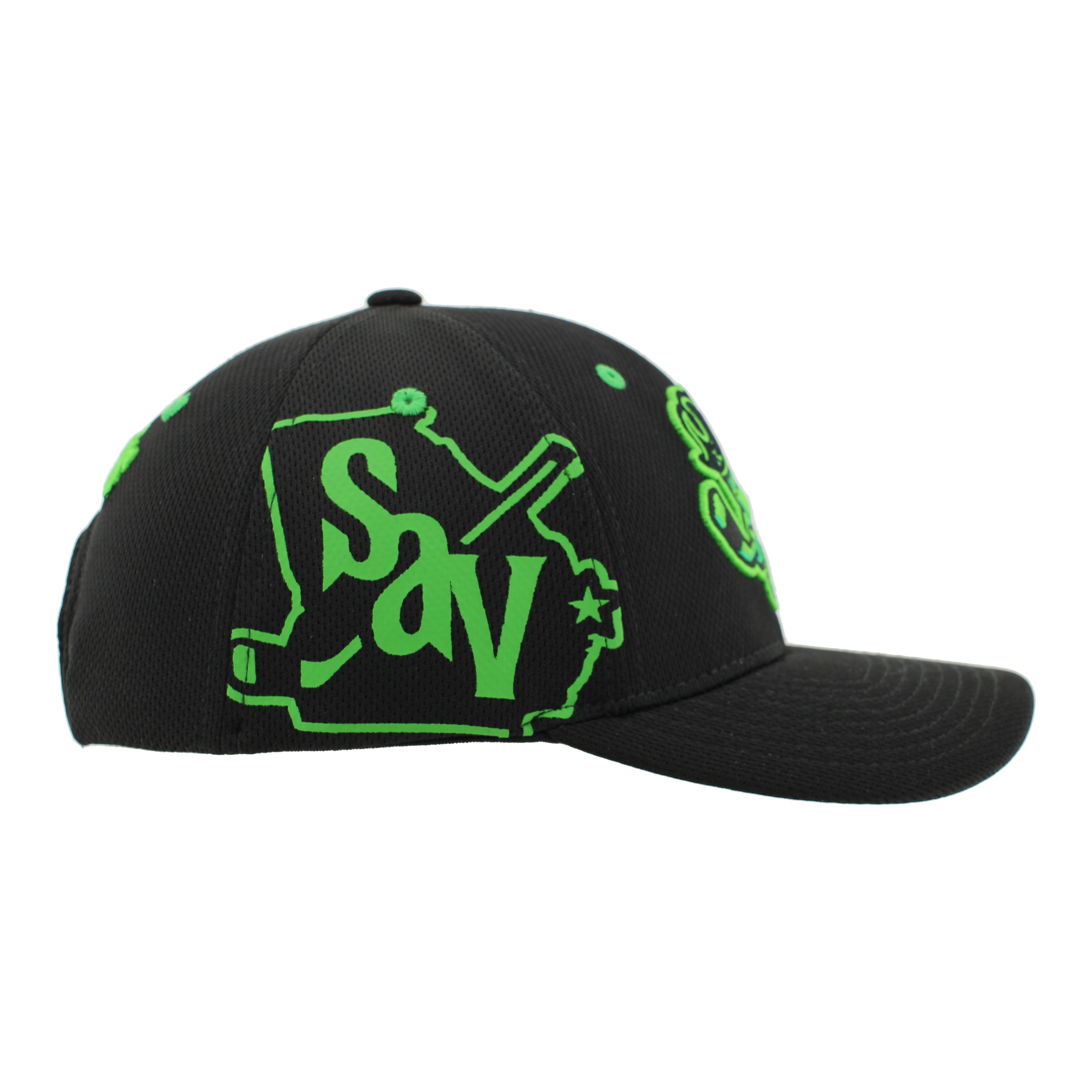 Savannah Ghost Pirates Black/Nuc Green Eyelets Mrcnry Hat