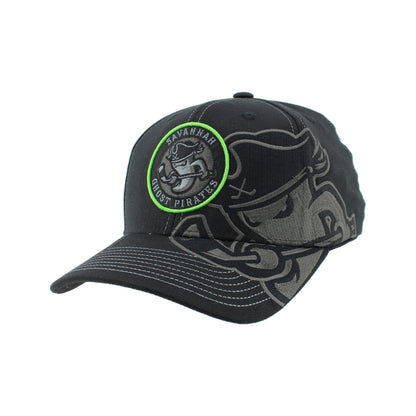 Savannah Ghost Pirates Zephyr Black Sideswipe Stretch Fit Hat