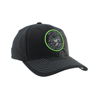 Savannah Ghost Pirates Zephyr Black Sideswipe Stretch Fit Hat