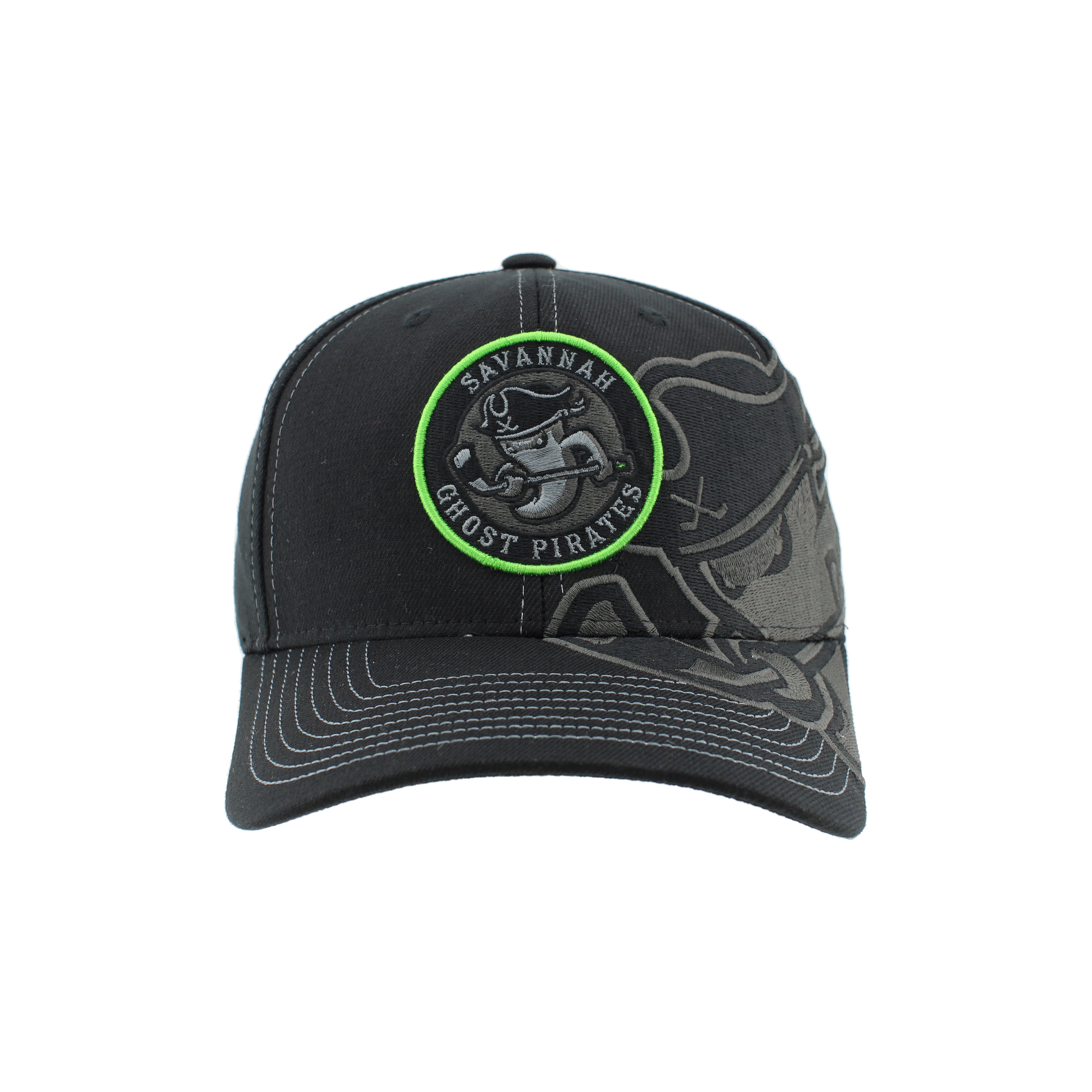 Savannah Ghost Pirates Zephyr Black Sideswipe Stretch Fit Hat