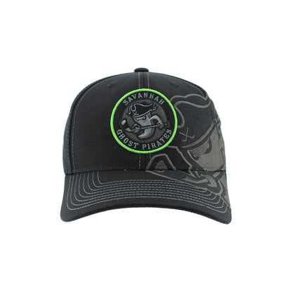 Savannah Ghost Pirates Zephyr Black Sideswipe Stretch Fit Hat