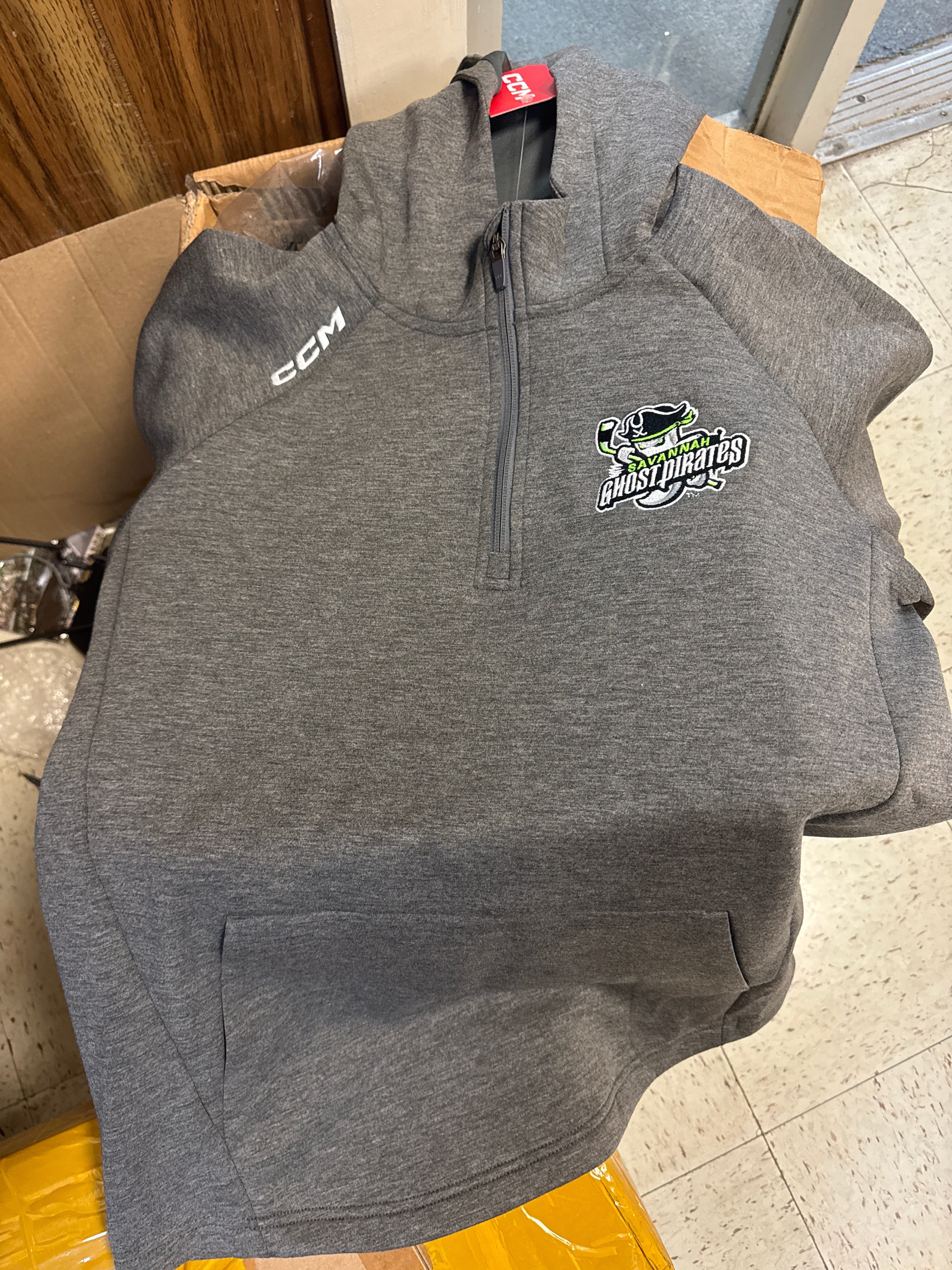 Savannah Ghost Pirates CCM 1/4 Zip Hoodie - Black or Gray