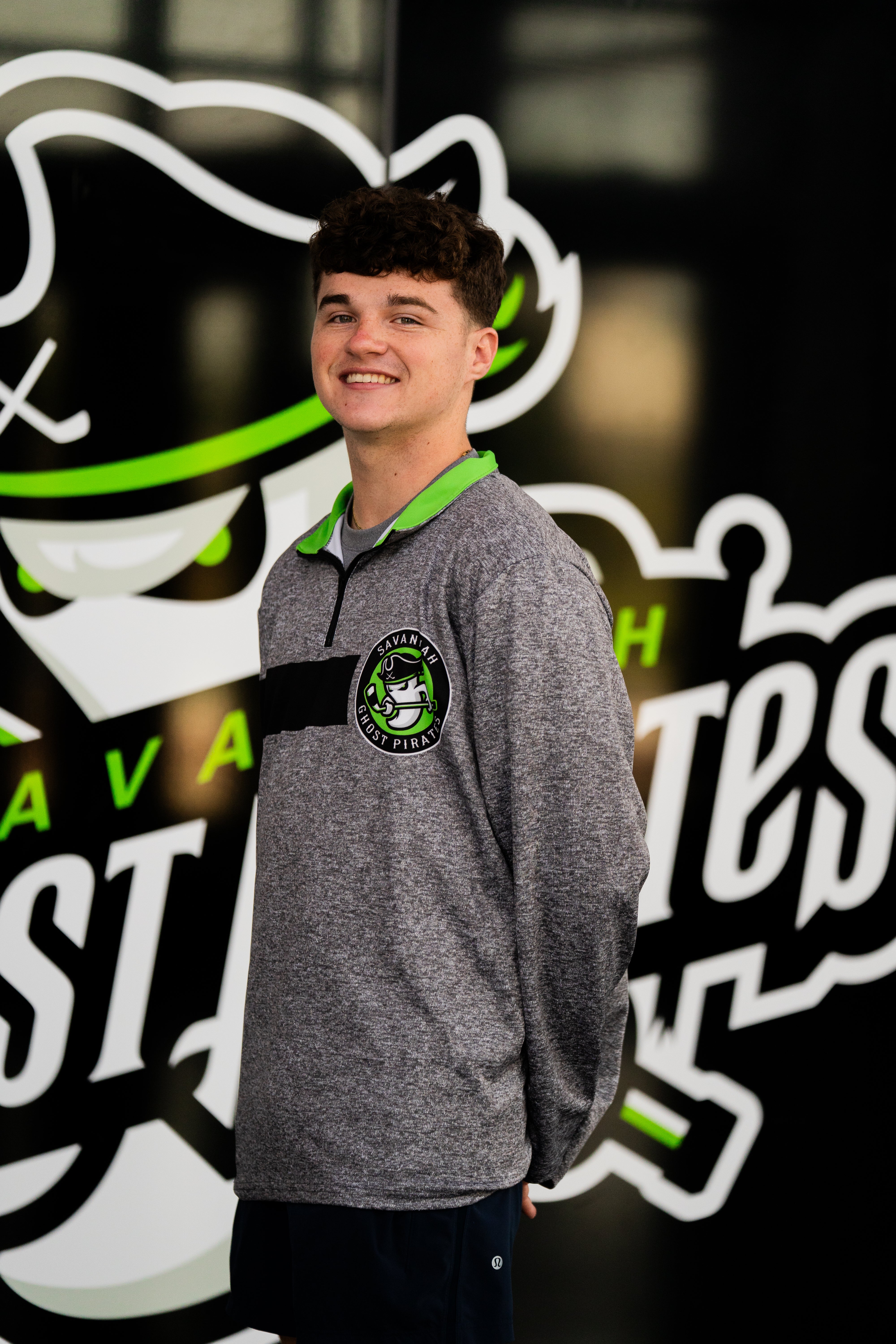 Savannah Ghost Pirates Athletic Knit Grey/Green Quarter-Zip