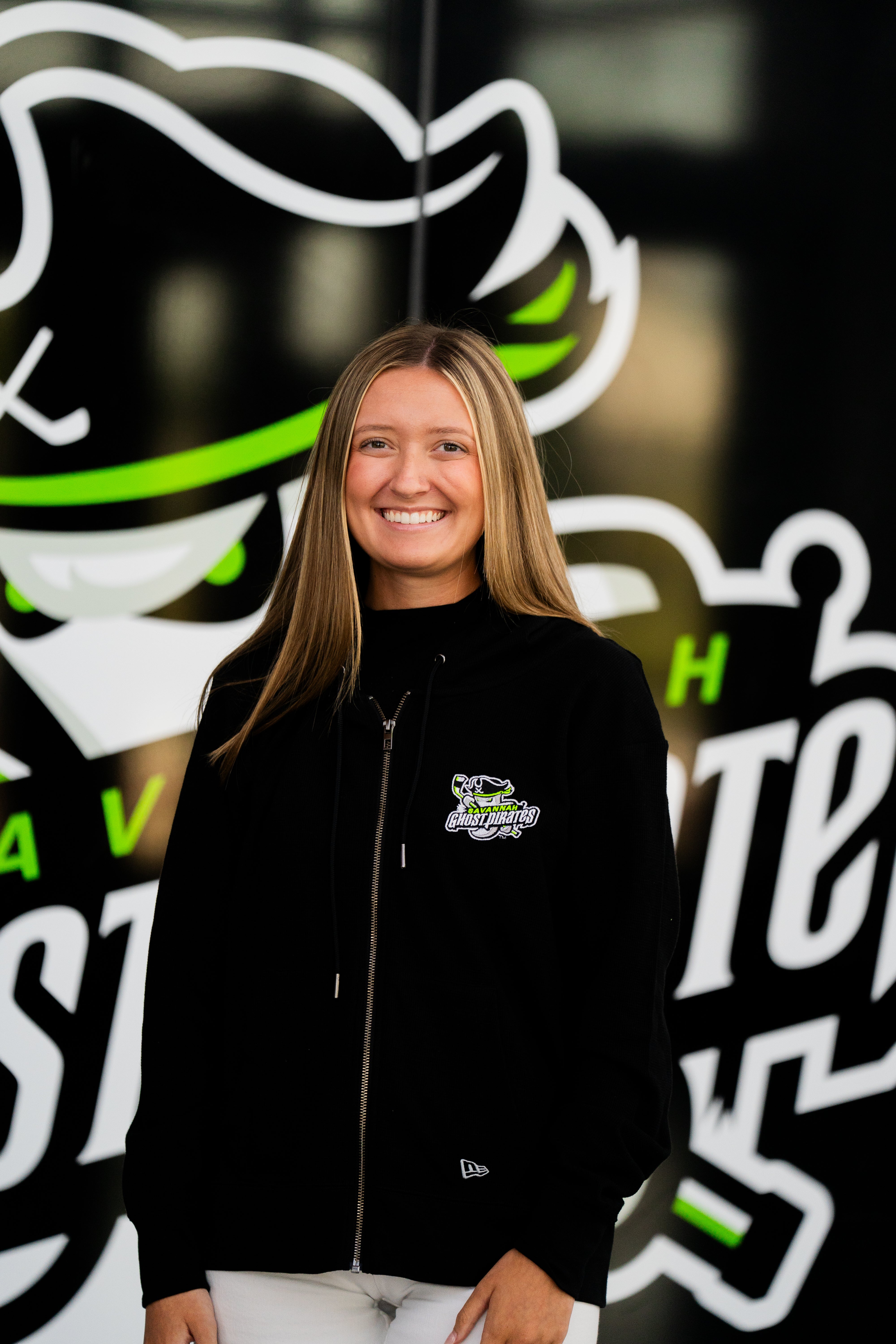 Savannah Ghost Pirates New Era Ladies Embroidered Black Thermal Full-Zip  Hoodie
