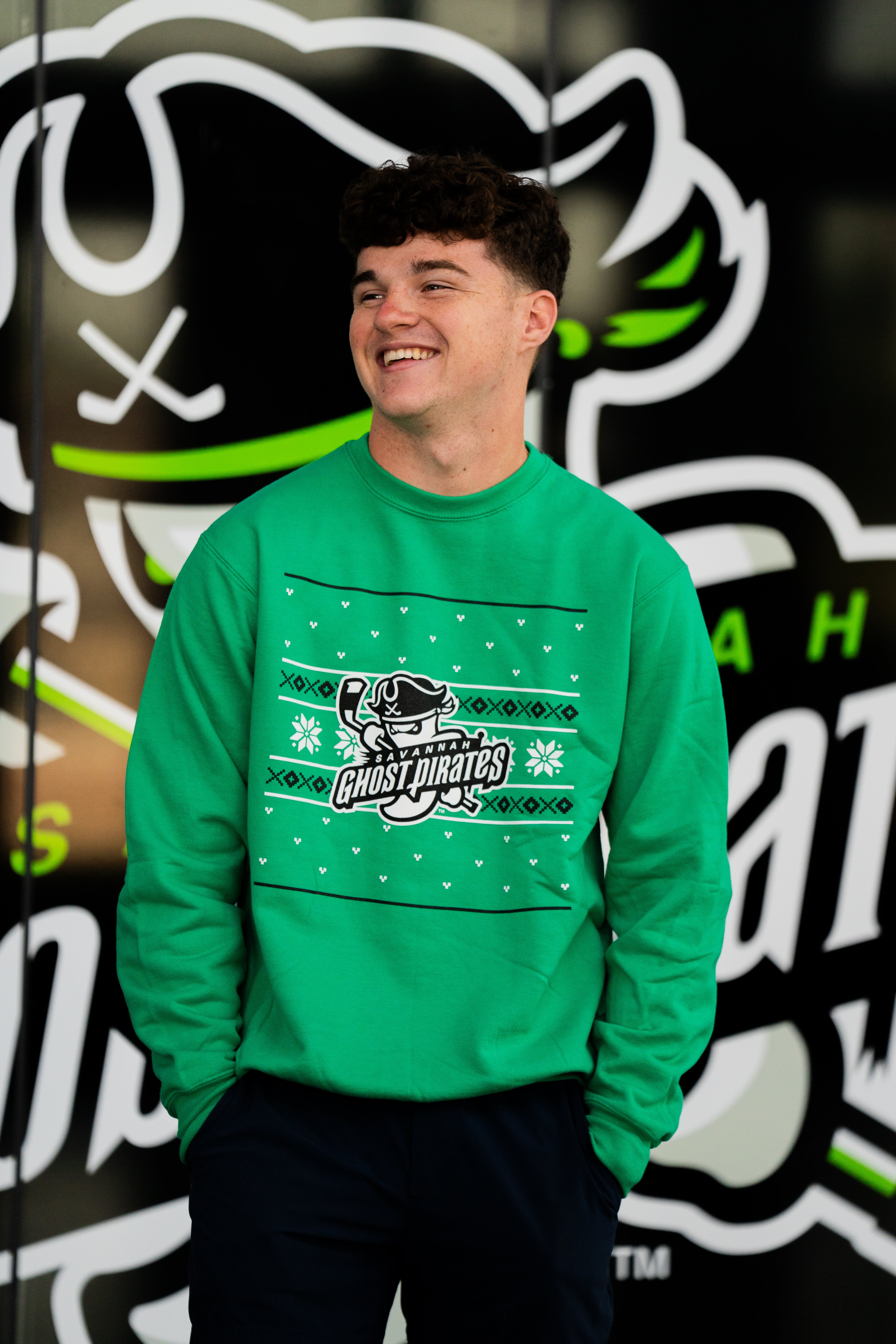 Ghost Pirates Green Christmas Sweater