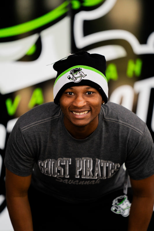 Savannah Ghost Pirates CCM Black Striped Pom Knit Beanie