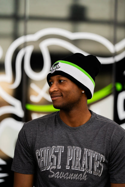 Savannah Ghost Pirates CCM Black Striped Pom Knit Beanie