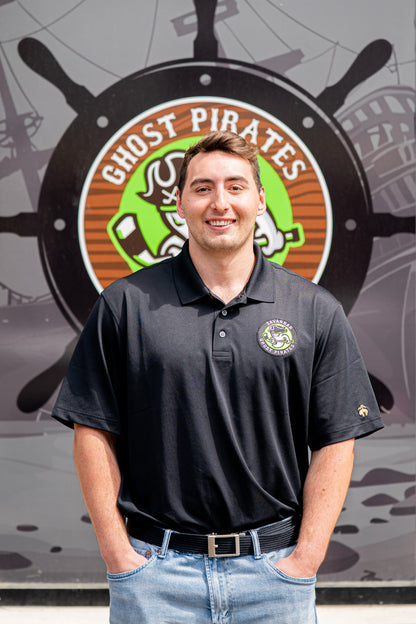 Ghost Pirates Brooks Brothers Black Mesh Performance Polo