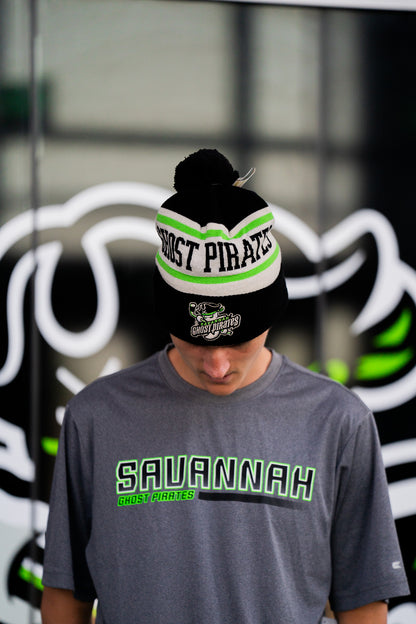 Savannah Ghost Pirates CCM Striped Cuff Pom Knit Beanie