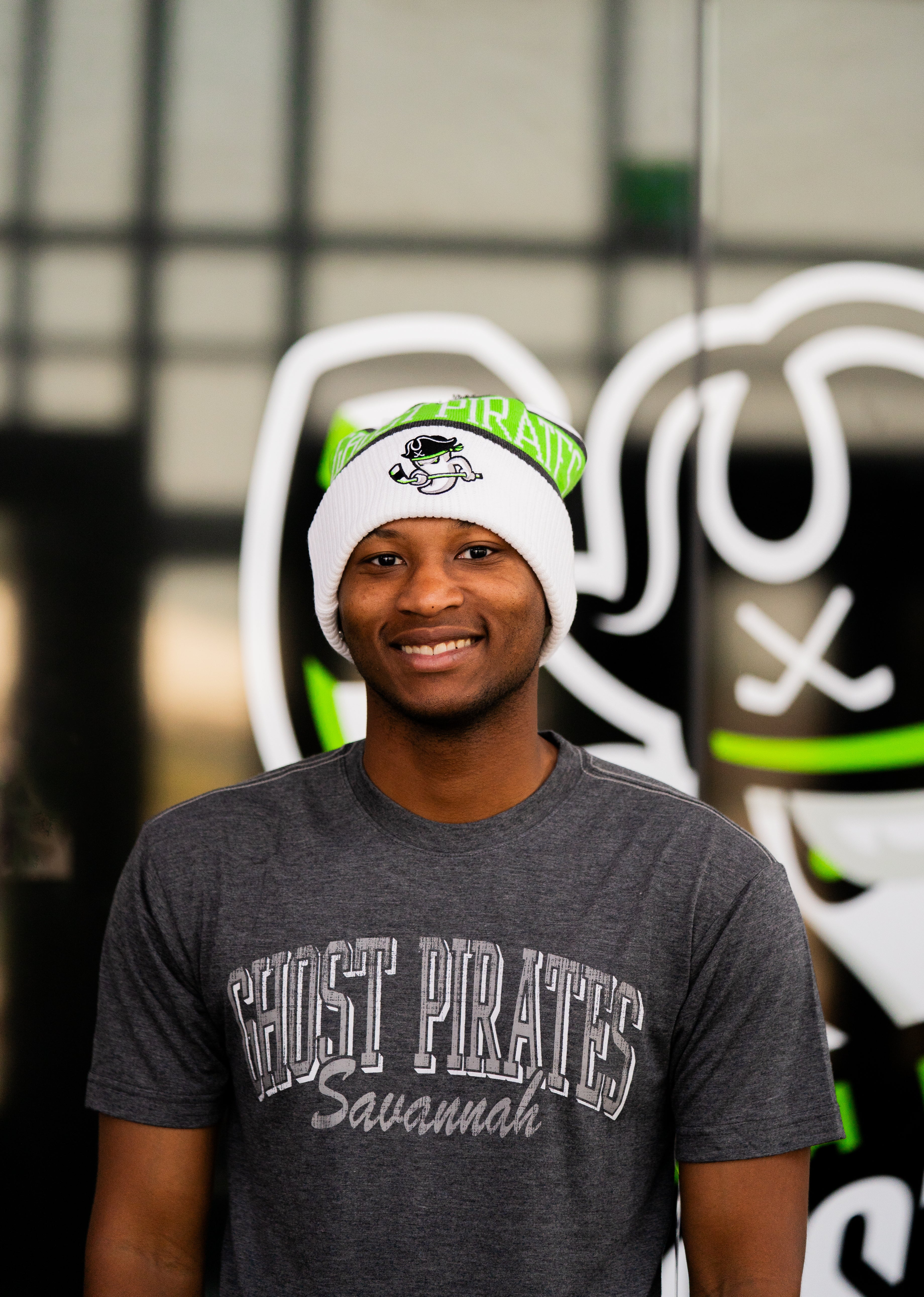 Savannah Ghost Pirates CCM White Pom Knit Beanie