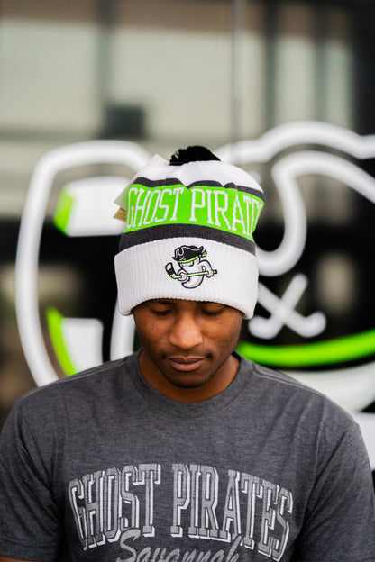 Savannah Ghost Pirates CCM White Pom Knit Beanie