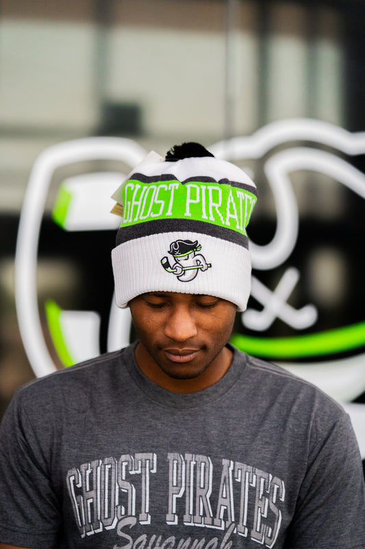 Savannah Ghost Pirates CCM White Pom Knit Beanie