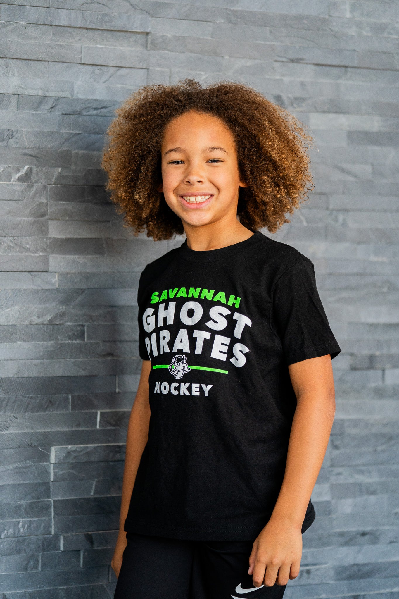 Savannah Ghost Pirates Black Youth Text Tee