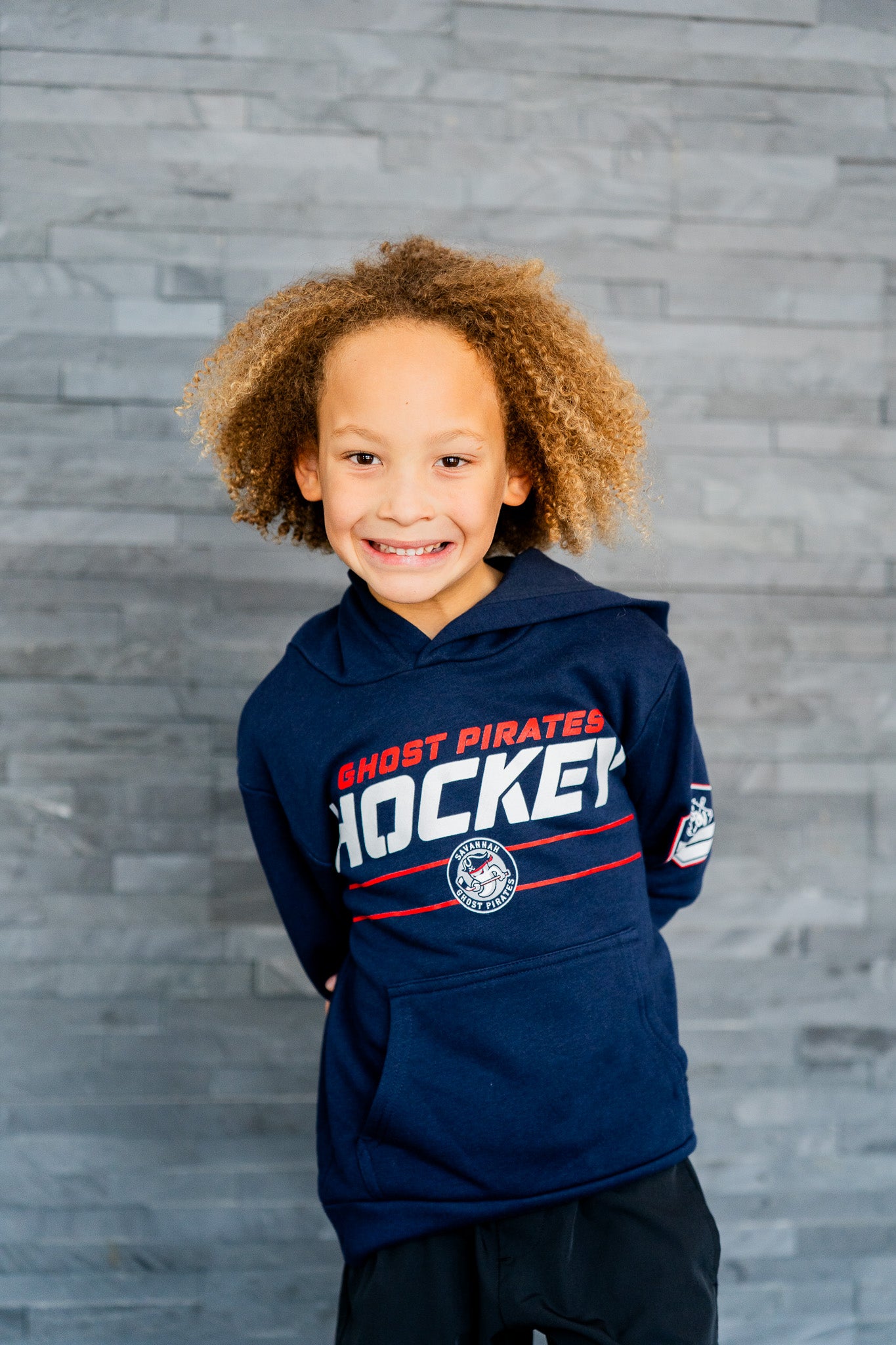 Savannah Ghost Pirates Youth Navy Military Duo Logo Hoodie