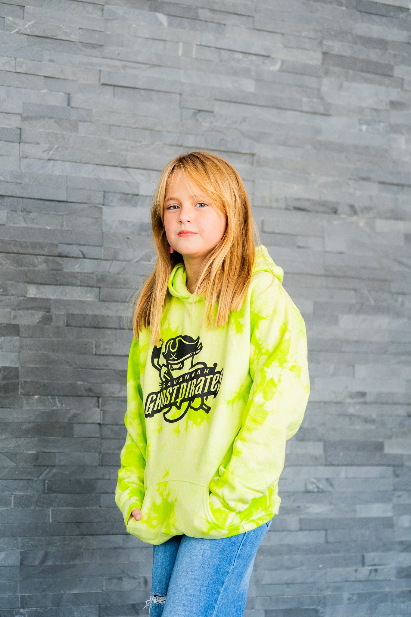 Savannah Ghost Pirates Youth Green Tie-Dye Hoodie