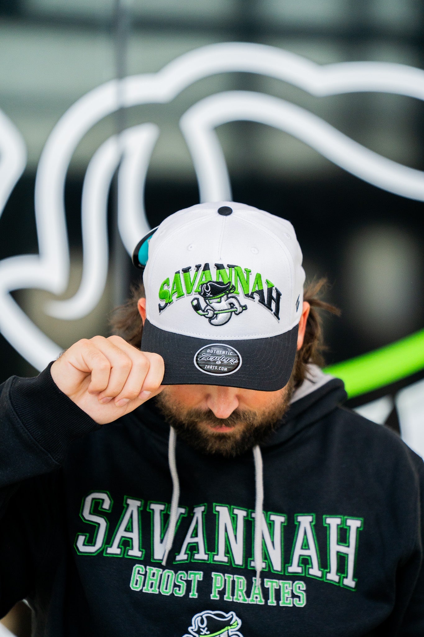 Savannah Ghost Pirates Apex White/ Black District Hat