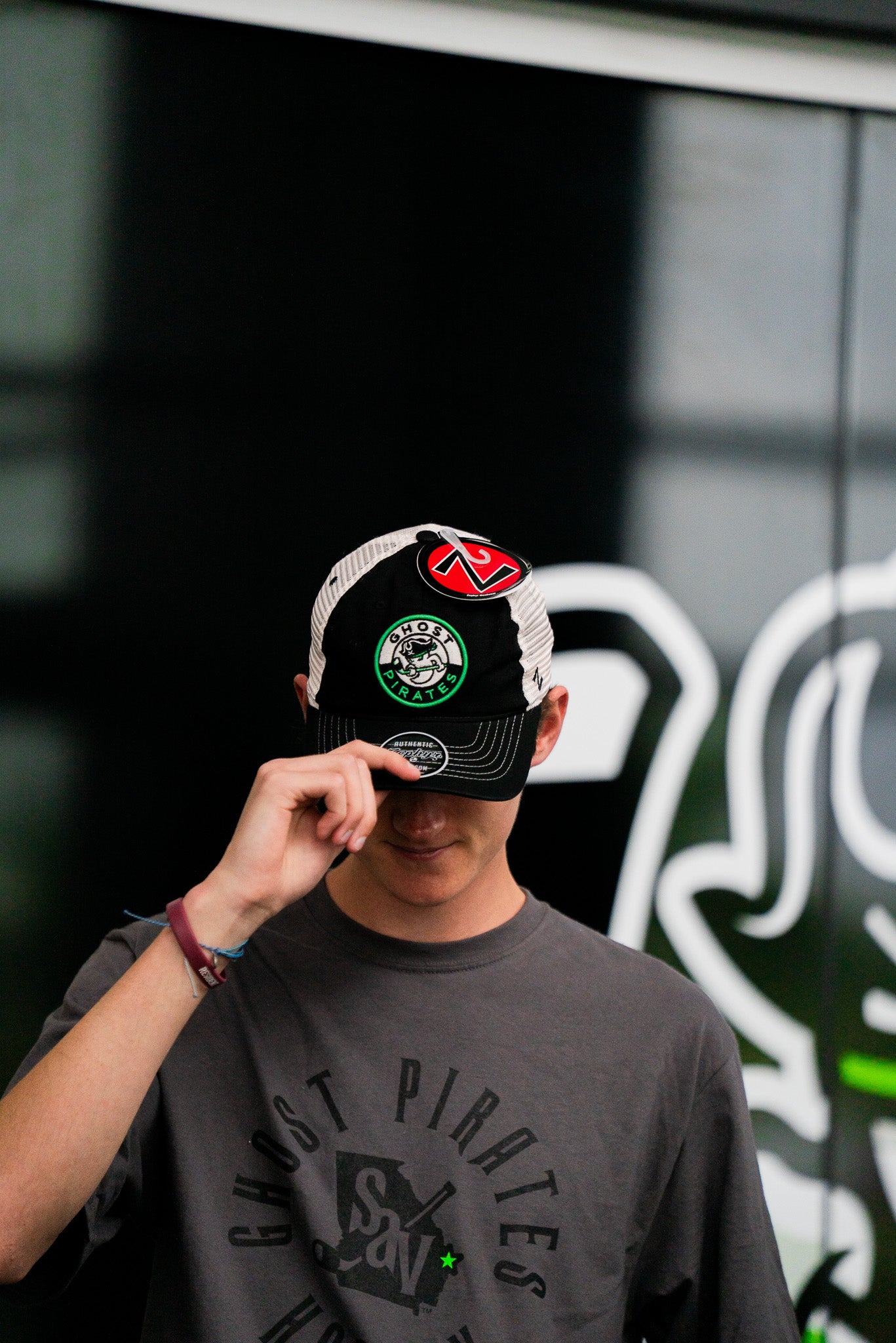 Ghost Pirates Trucker Black Circle Logo
