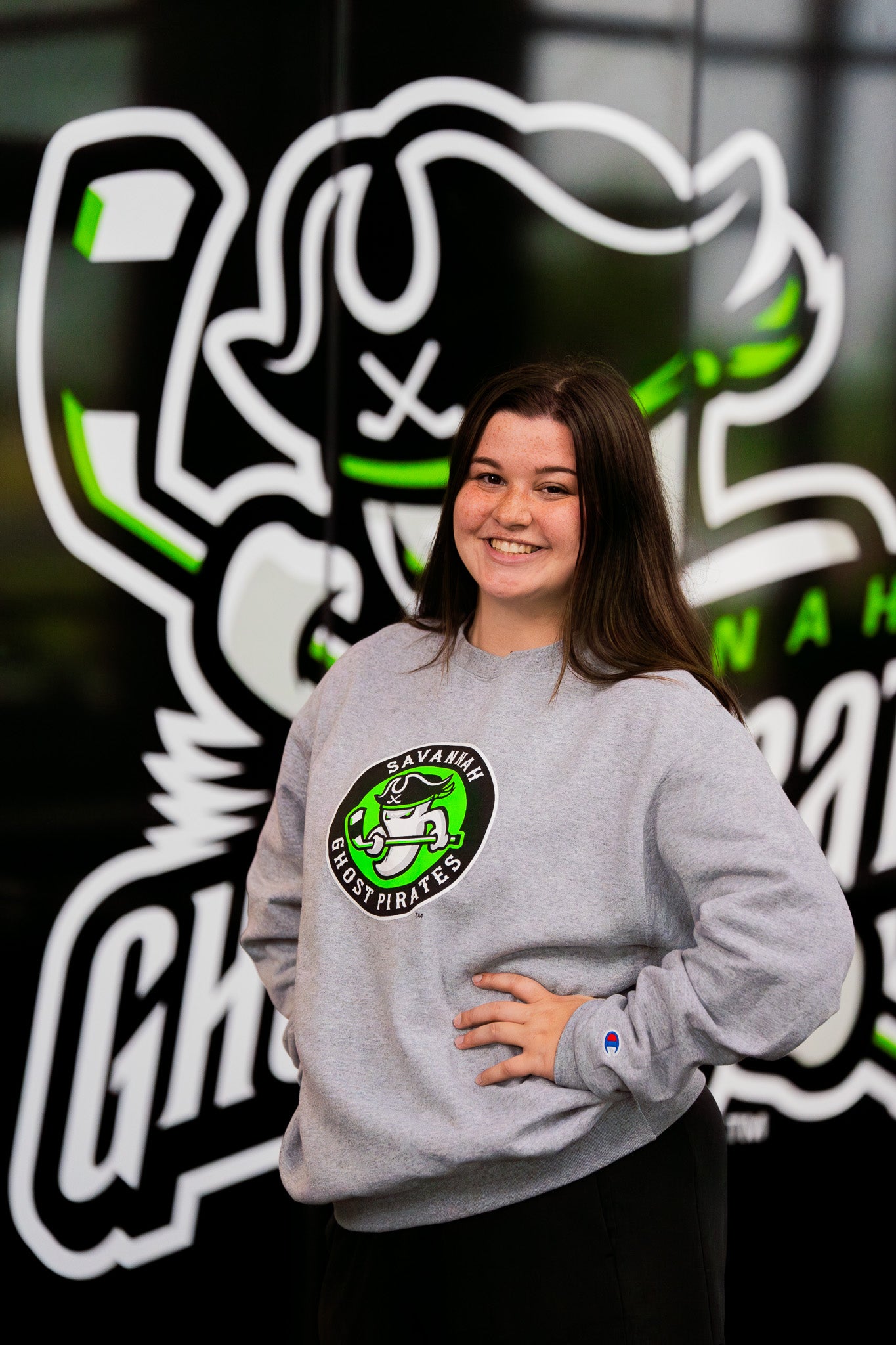 Savannah Ghost Pirates Silver Gray Champion Circle Crewneck
