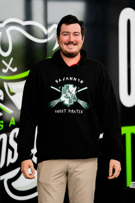 Savannah Ghost Pirates Wizard Broom Black Hooded Sweatshirt