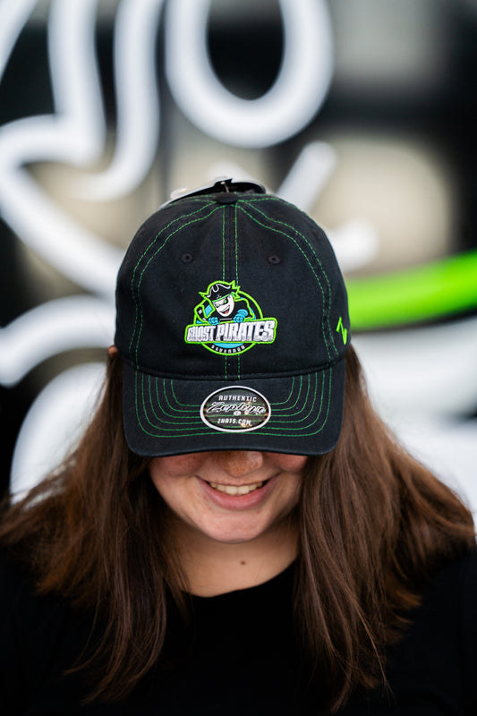 Savannah Ghost Pirates Retro Black w/ Green Contrast Stitching Hat