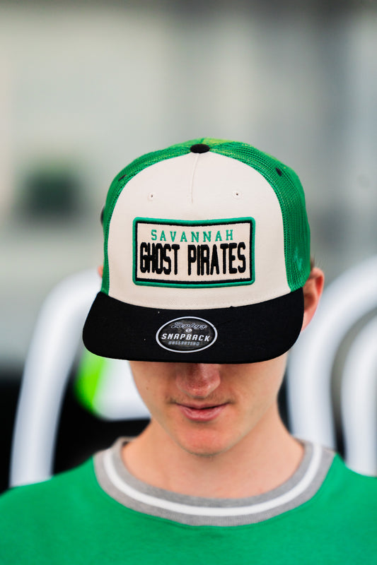 Ghost Pirates Cream/Green Trucker Snapback