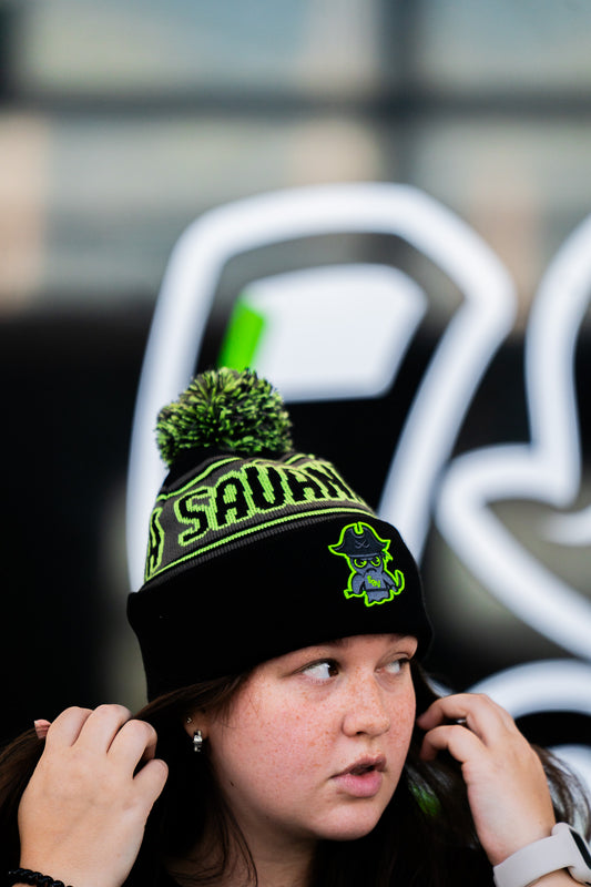 Ghost Pirates Roppongi Striped Beanie with Cuff and Pom