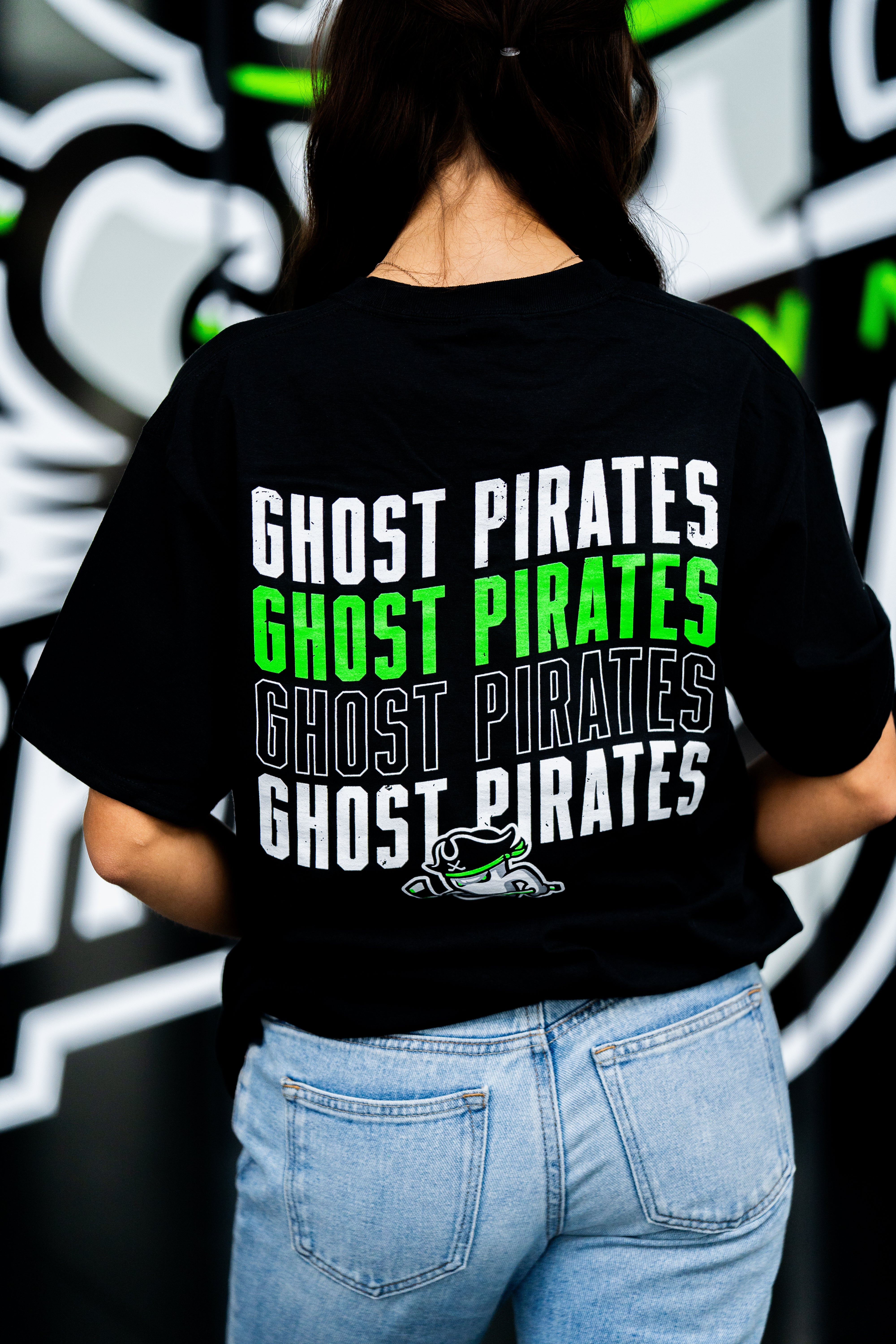 Savannah Ghost Pirates Black Distressed Logo Pocket Tee