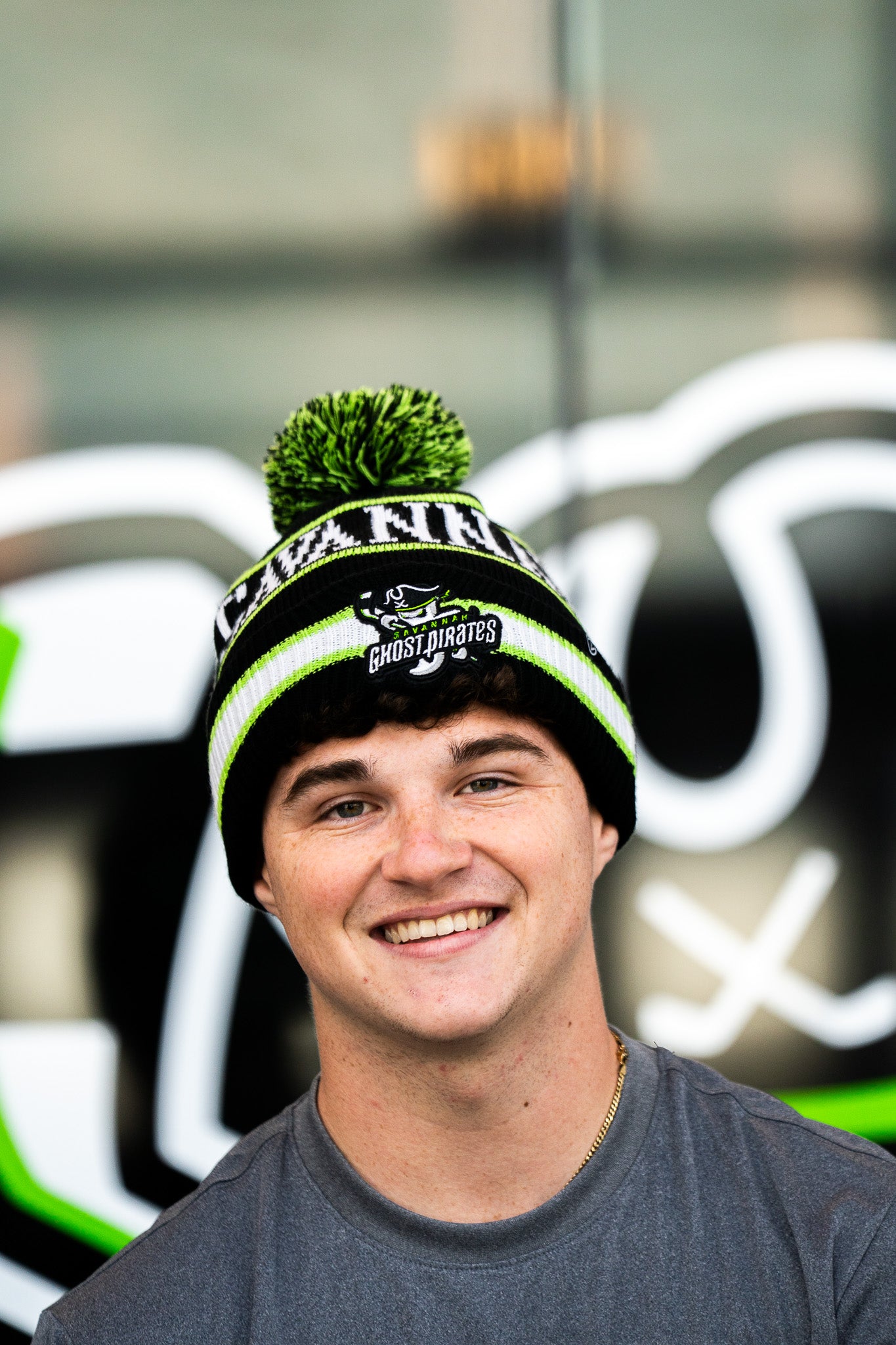 Savannah Ghost Pirates Zephyr Blk/Grn Freestyle Striped Beanie