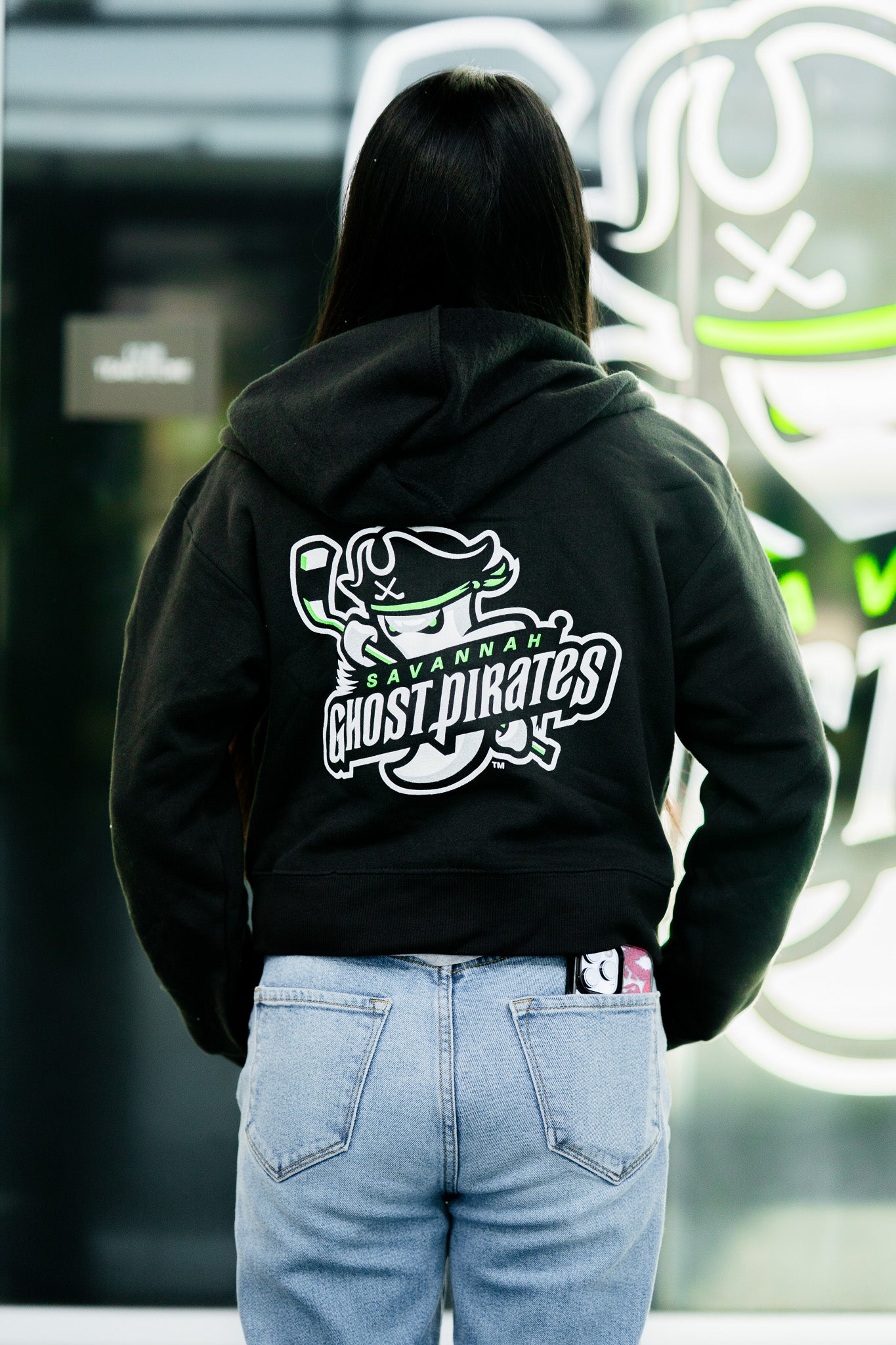 Ghost Pirates Women's Black Cropped Hoodie