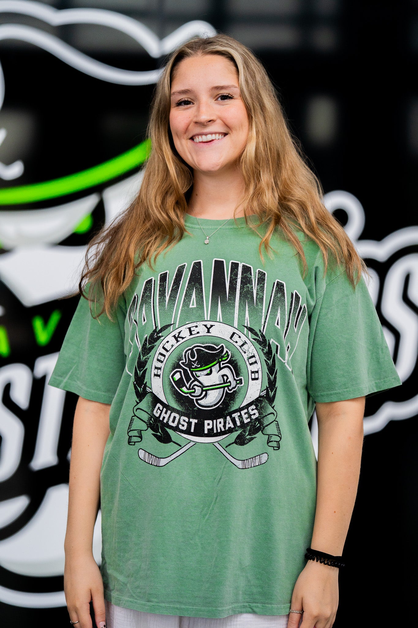 Savannah Ghost Pirates Green Non Padded Hockey Tee