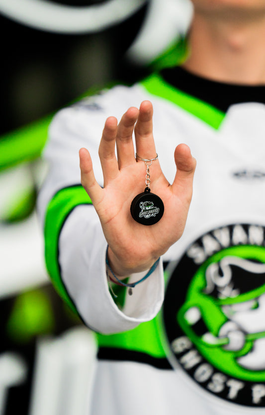 Savannah Ghost Pirates Primary Logo Hockey Puck Keychain
