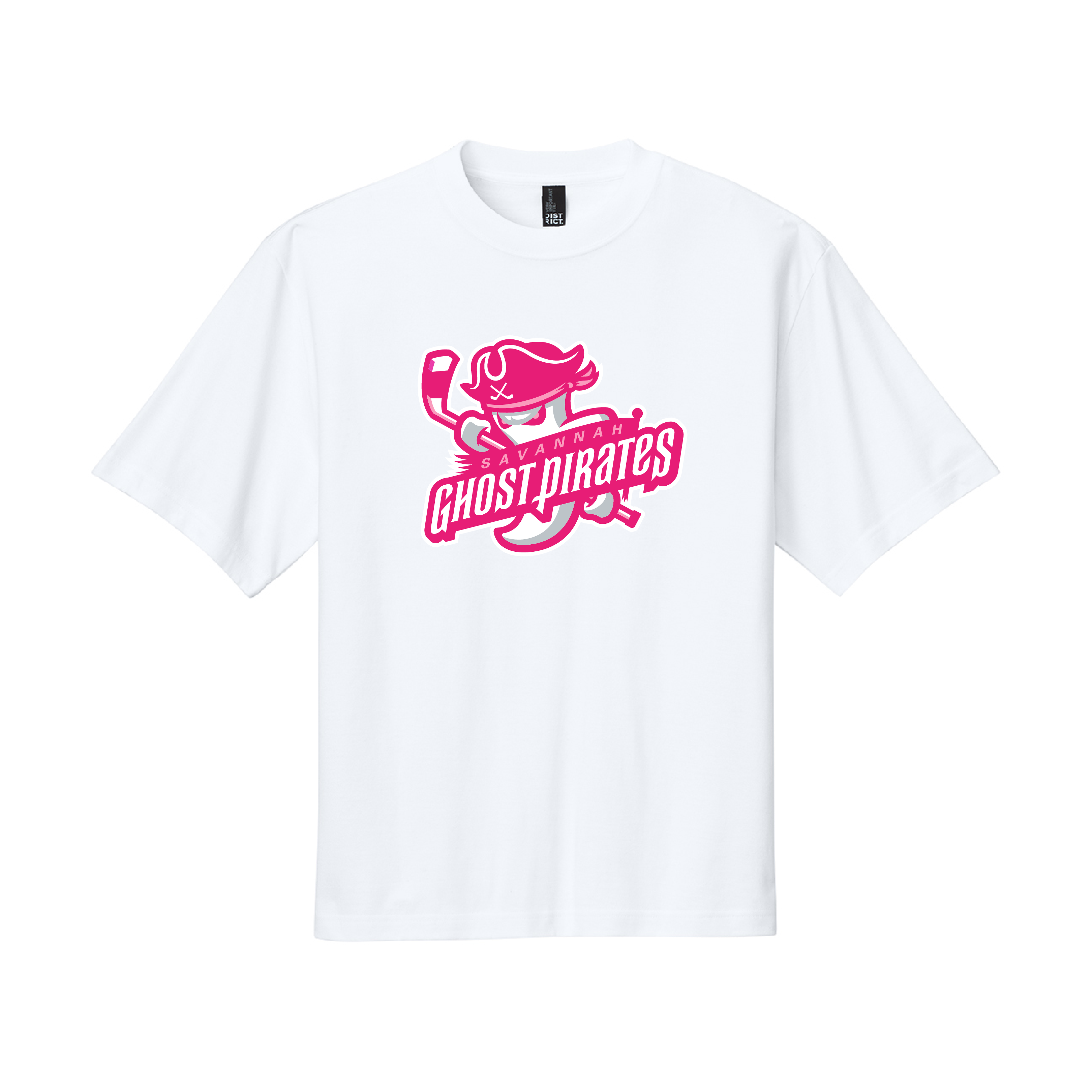 Ghost Pirates District White/Pink Primary Logo Heavyweight T-shirt
