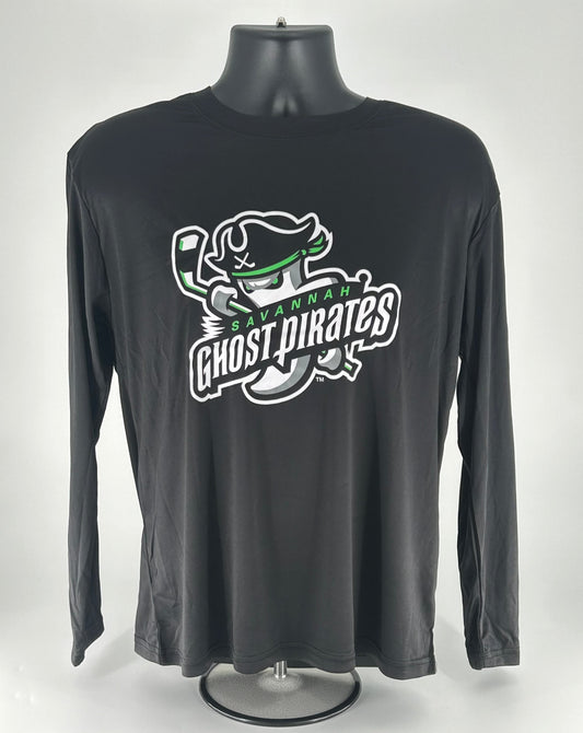 Ghost Pirates Black Primary Logo Dry-Fit Long Sleeve