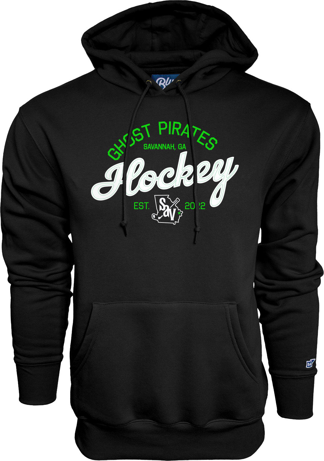 Savannah Ghost Pirates Felt Script Black Hoodie