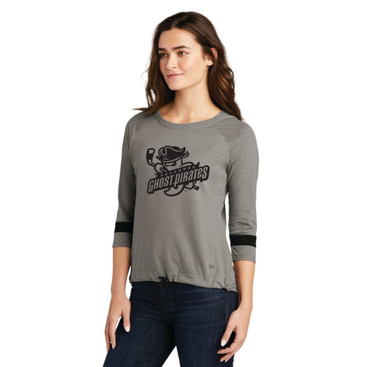 Savannah Ghost Pirates Gray New Era Ladies Tri-Blend 3/4-Sleeve Tee