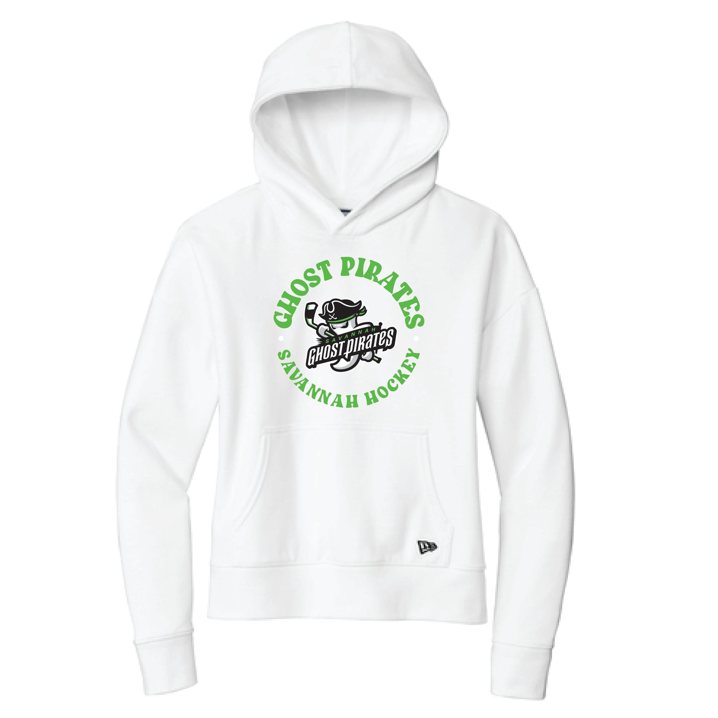 Savannah Ghost Pirates Ladies New Era White Comeback Fleece Pullover Hoodie