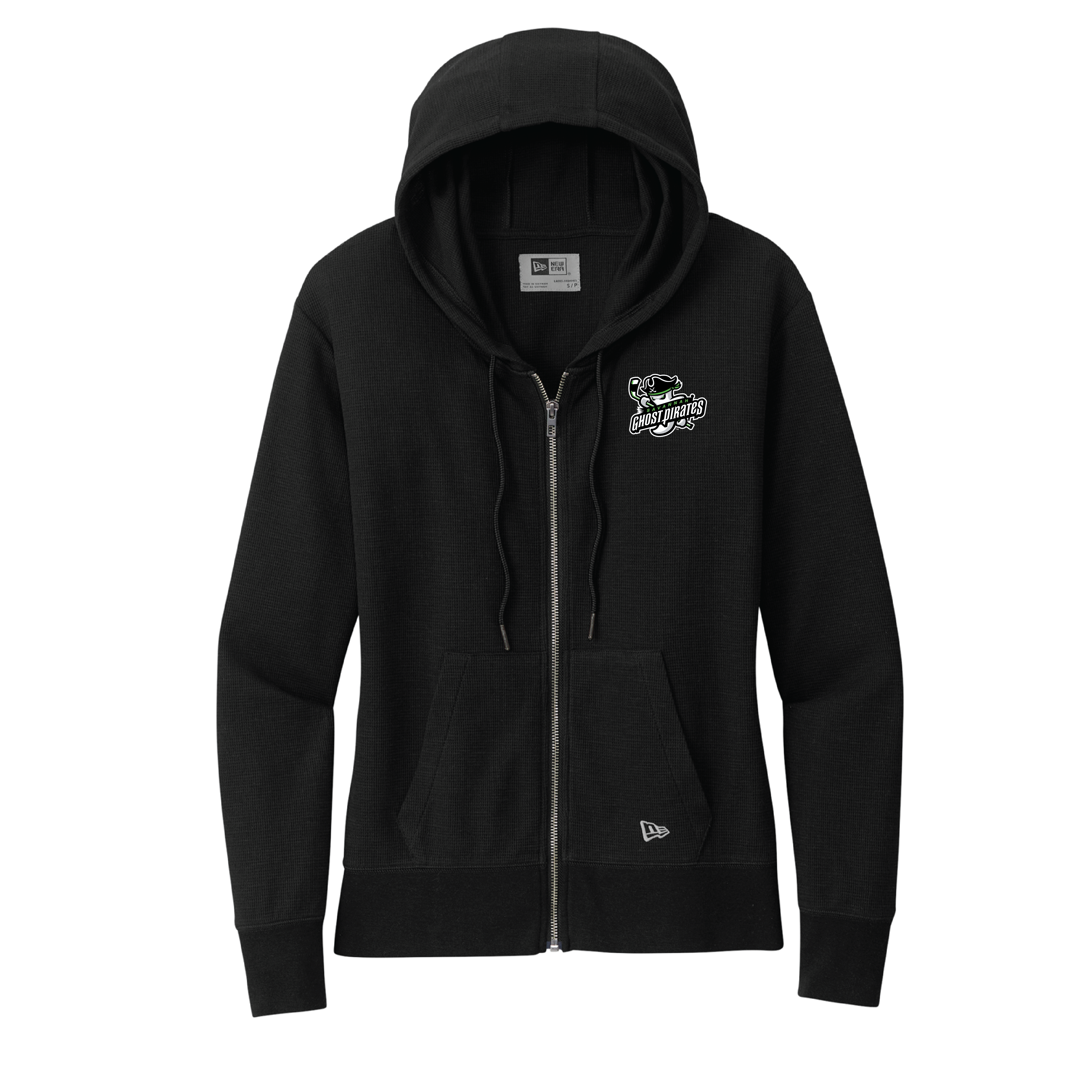 Savannah Ghost Pirates New Era Ladies Embroidered Black Thermal Full-Zip  Hoodie