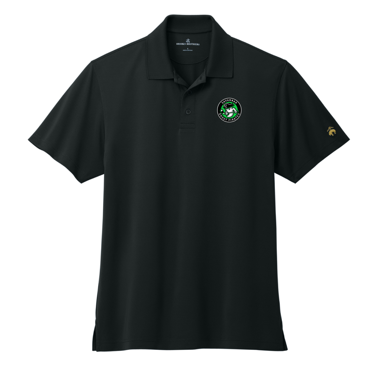 Ghost Pirates Brooks Brothers Black Mesh Performance Polo