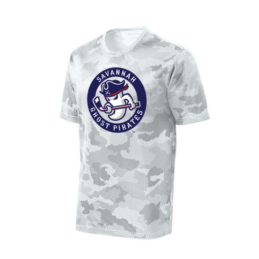 Savannah Ghost Pirates White Military Logo Camo Hex Tee