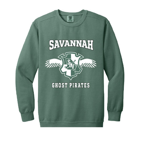 Savannah Ghost Pirates Comfort Colors Wizard Crest Crewneck Sweatshirt